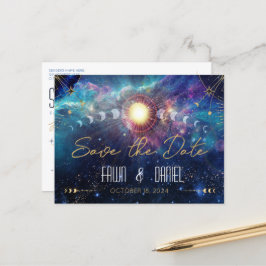 Celestial Moon Phase Save the Date Postkarte