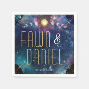 Celestial Moon Phase Wedding Napkins Serviette