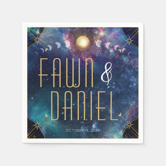 Celestial Moon Phase Wedding Napkins Serviette (Vorderseite)