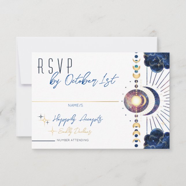 Celestial Moon Phase White RSVP Card Karte (Vorderseite)
