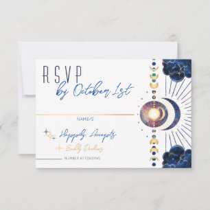 Celestial Moon Phase White RSVP Card Karte