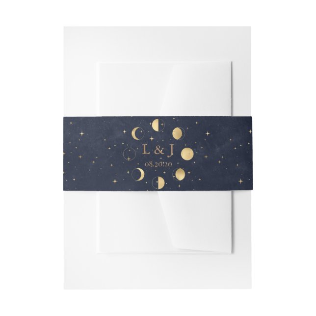 Celestial Moon Phases Midnight Wedding Bly Band (Vorderseite Beispiel)