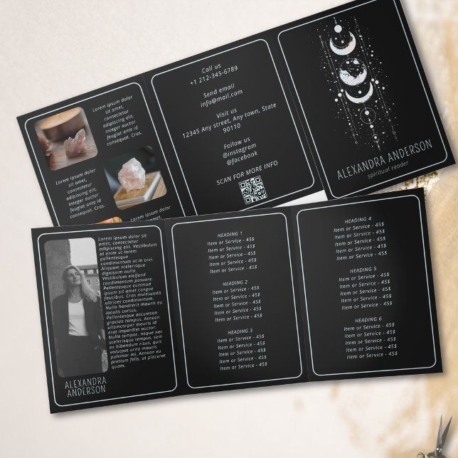 Celestial Moon Phases Mystical Spiritual QR Code Dreifach Gefaltete Karte (Von Creator hochgeladen)