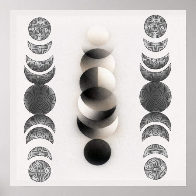 Celestial Moon Phases Triptych Poster | Abstract  (Vorne)