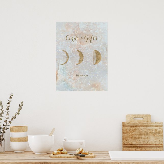 Celestial Moon Simple Chic Hochzeit Poster (Küche)