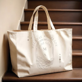 Celestial Moon Star Monogram Boho Bridesmaid Name Jumbo Stoffbeutel