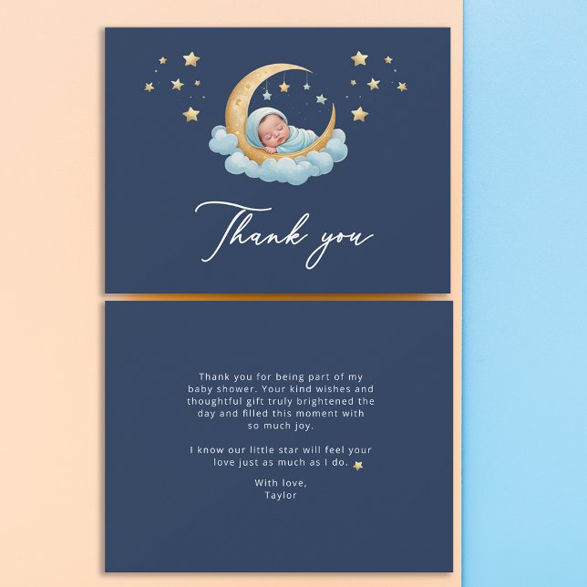 Celestial Moon Stars Baby Shower Thank You Card Dankeskarte (Von Creator hochgeladen)
