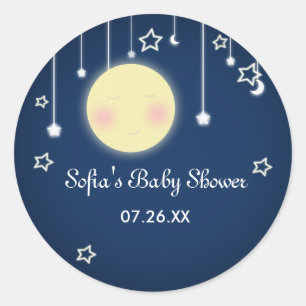Celestial Moon Stars Babydusche Party Sticker
