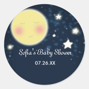 Celestial Moon Stars Babydusche Party Sticker