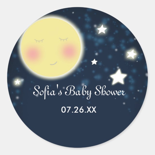 Celestial Moon Stars Babydusche Party Sticker (Vorderseite)