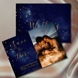 Celestial Moon Stars Elegantes Foto Hochzeit Save The Date
