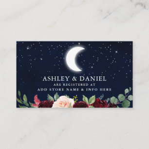 Celestial Moon Stars Floral Wedding Card Begleitkarte