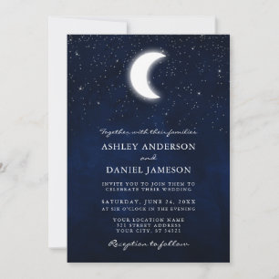 Celestial Moon Stars Foto Wedding Einladung