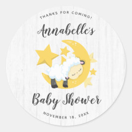 Celestial Moon Stars & Lamb Baby Dusche Vielen Dan Runder Aufkleber
