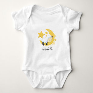 Celestial Moon Stars & Lamb Baby Monogram Baby Strampler
