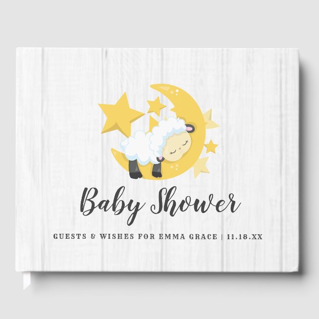 Celestial Moon Stars & Lamb Wünsche für Babydusche Gästebuch (Vorderseite)