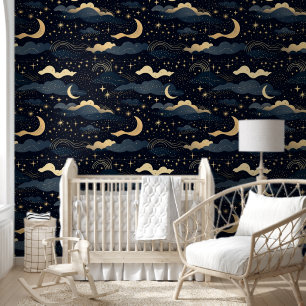 Celestial Moon Stars Luxury Tapete