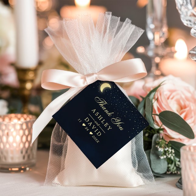 Celestial Moon Stars Mitternacht Blue Danke Tag Geschenkanhänger (Von Creator hochgeladen)