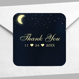 Celestial Moon Stars Mitternacht Blue Vielen Dank Quadratischer Aufkleber