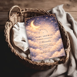 Celestial Moon Stars Neutral Baby Shower Einladung
