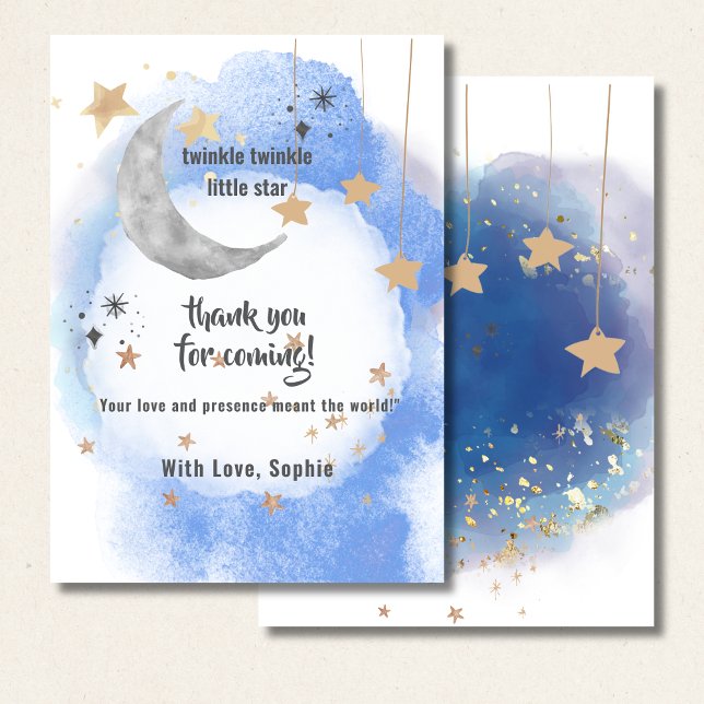 Celestial Moon Stars, Pastel Blue And Gold Dankeskarte (Von Creator hochgeladen)