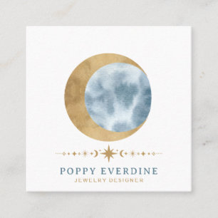 Celestial Moon Stars Quadratische Visitenkarte