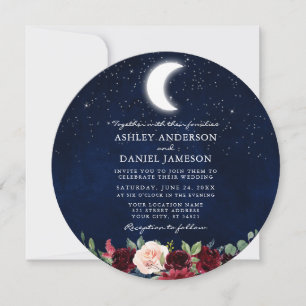 Celestial Moon Stars Runde Hochzeit Einladung