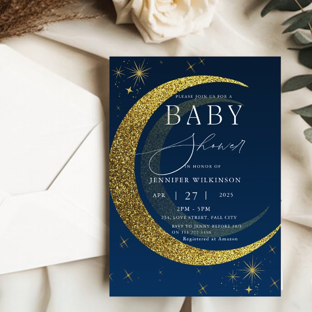 Celestial Moon Stars Starry Night Baby Dusche Einladung (Celestial Moon Stars Starry Night Baby Shower Invitation)
