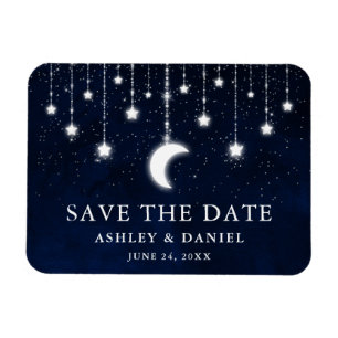 Celestial Moon Stars String Lights Save the Date Magnet
