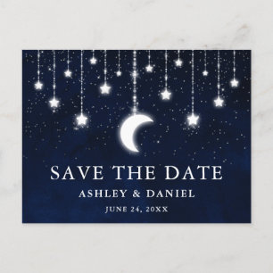 Celestial Moon Stars String Lights Save the Date Postkarte