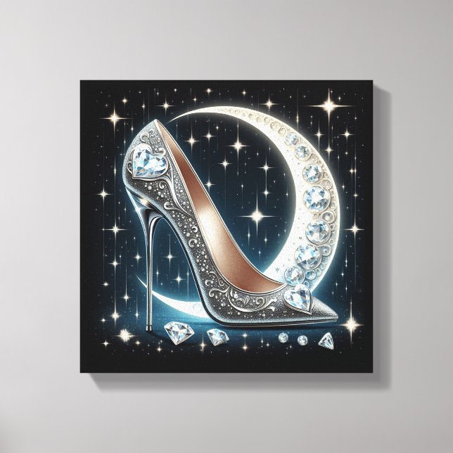 Celestial Moon, Stilettos, Diamant geformt Herz Leinwanddruck (Vorderseite)