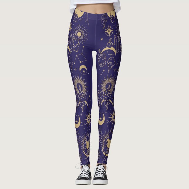 Celestial Moon & Sun Theme Leggings (Vorderseite)