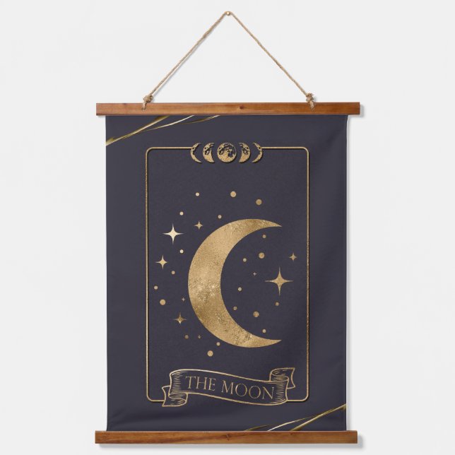 Celestial Moon Tarot Card Wandteppich Mit Holzrahmen (Vorderseite)
