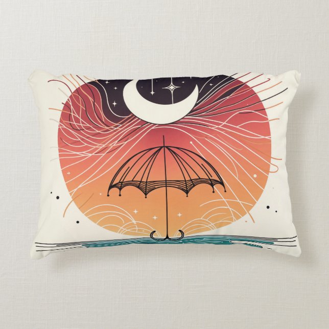 Celestial Moon Umbrella mit Star Rain Art Dekokissen (Vorderseite)