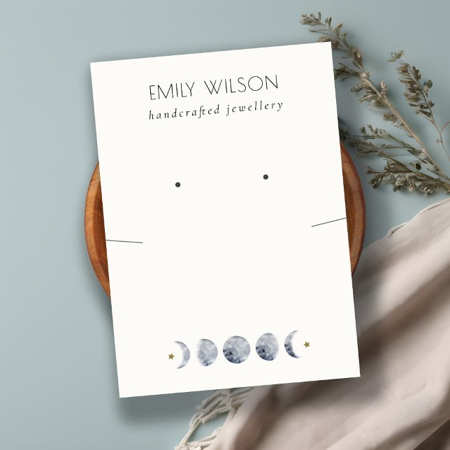 Celestial Moon Watercolor Necklace Earring Display Visitenkarte (Von Creator hochgeladen)