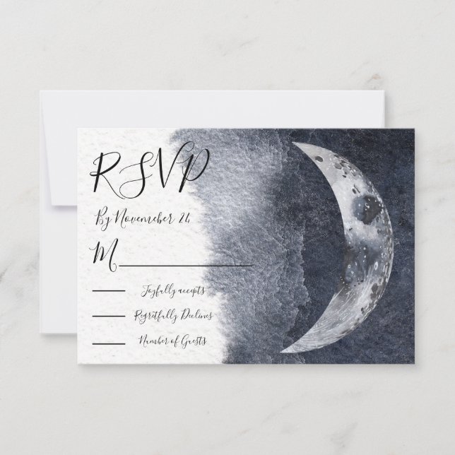 Celestial Moon Wedding Response Cards UAWG RSVP Karte (Vorderseite)