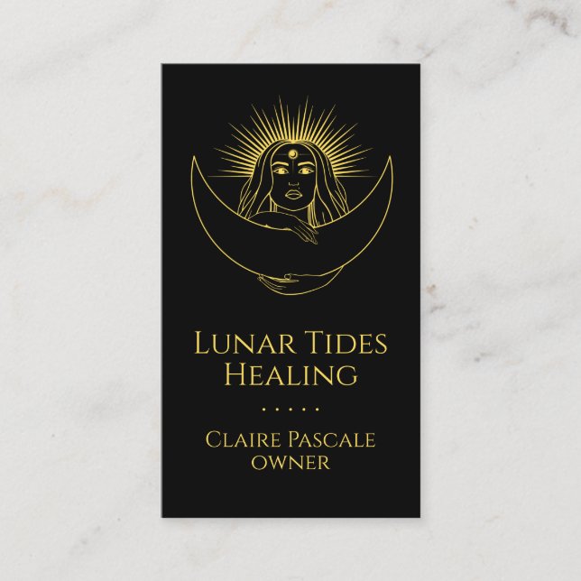 Celestial Moon Woman Business Card Visitenkarte (Vorderseite)