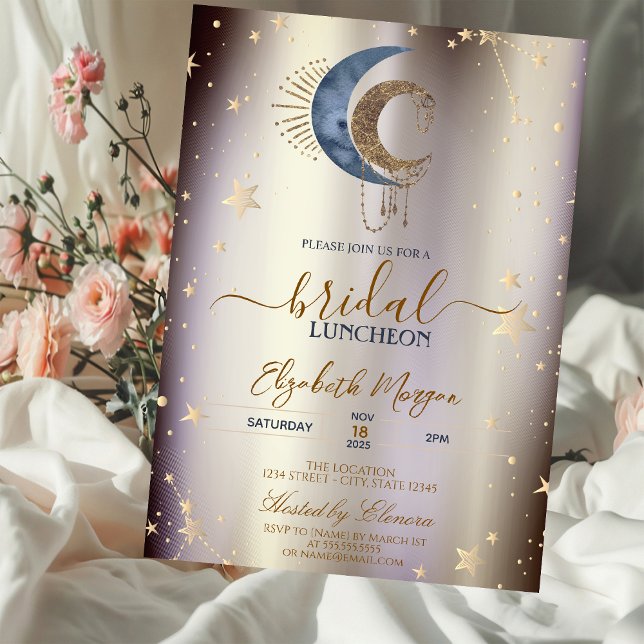Celestial Moons,Stars Magical Bridal Luncheon  Einladung (Von Creator hochgeladen)