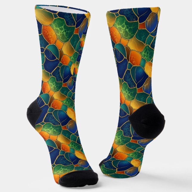Celestial Mosaic Seamless Pattern Socken (Gewinkelt)