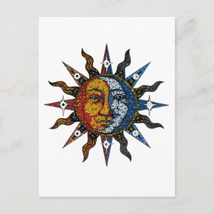 Celestial Mosaic Sun und Moon Postkarte