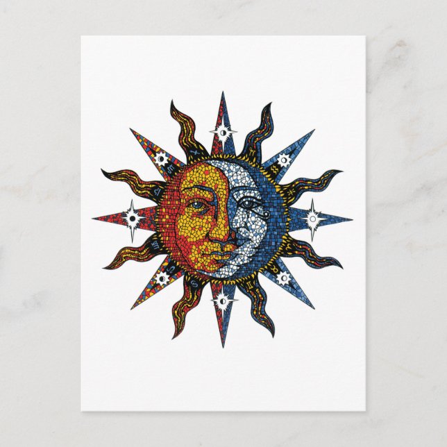 Celestial Mosaic Sun und Moon Postkarte (Vorderseite)