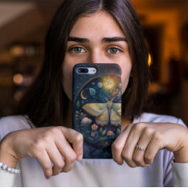 Celestial Moth and Full Moon – Enchanted Night iPhone 16 Hülle