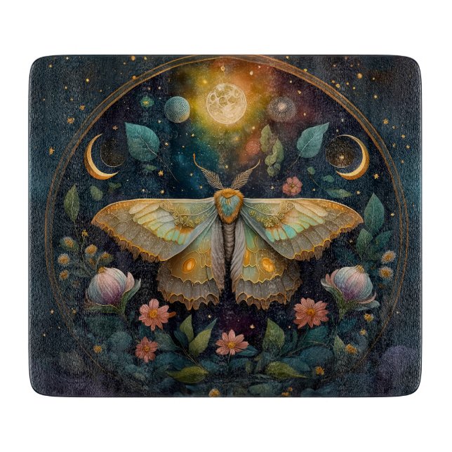 Celestial Moth and Moon Phases – Enchanted Night Schneidebrett (Vorderseite)