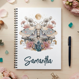 Celestial Moth Crystal Floral Moon Notizblock