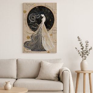 Celestial Muse Wall Art   Dreamy Cosmic Woman Leinwanddruck