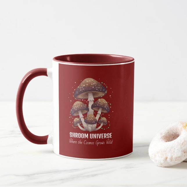 Celestial Mushroom Constellation Universe Tasse (Mit Donut)