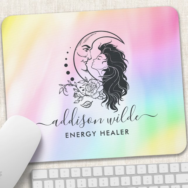 Celestial Mystic Moon Goddess Rainbow Business Mousepad (Von Creator hochgeladen)