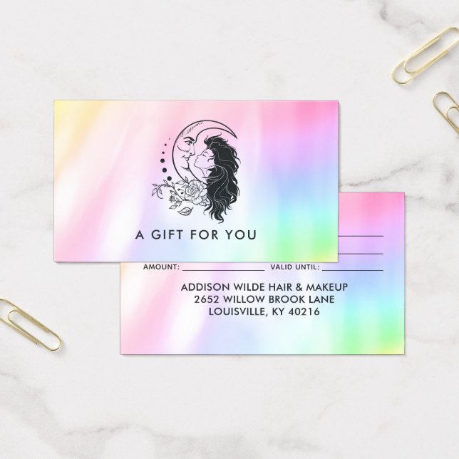 Celestial Mystic Moon Goddess Rainbow Gift Card (Büro)