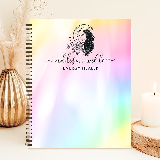 Celestial Mystic Moon Goddess Rainbow Personalisie Notizblock (Von Creator hochgeladen)
