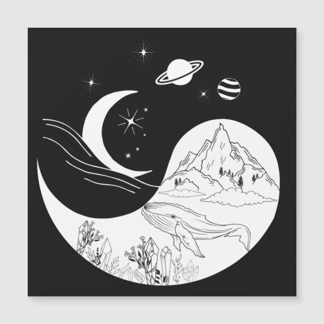 Celestial Mystic Yin Yang Bedeutung Liebe Magnetkarte (Vorderseite)